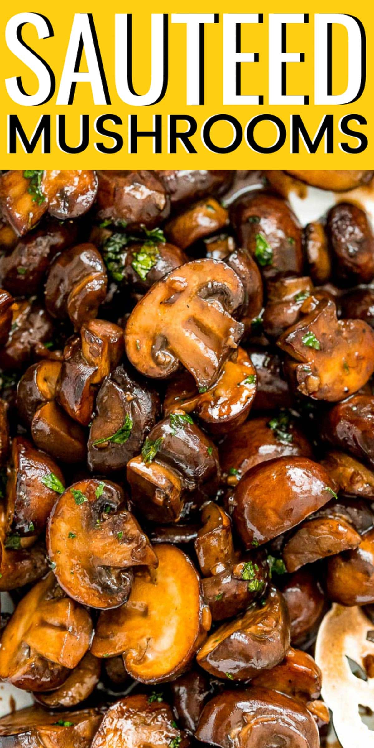 Sauteed Mushrooms are so easy to make! They are browned in butter and olive oil and seasoned with garlic and salt. A glaze made of balsamic, brown sugar, and black pepper make this side dish a total crowd-pleaser.   via @sugarandsoulco