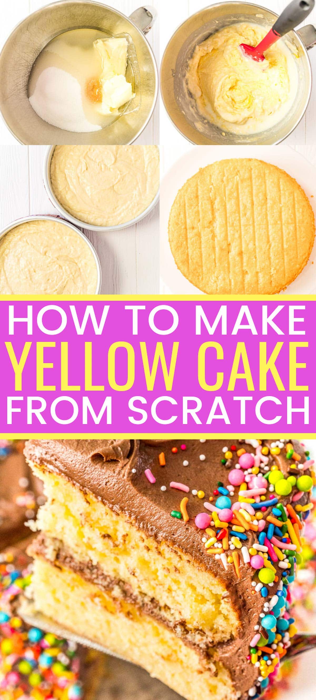 Yellow Cake is an old fashioned cake made with a rich blend of butter, eggs, and buttermilk for a tender butter cake that's perfect for birthdays and everyday celebrations! via @sugarandsoulco