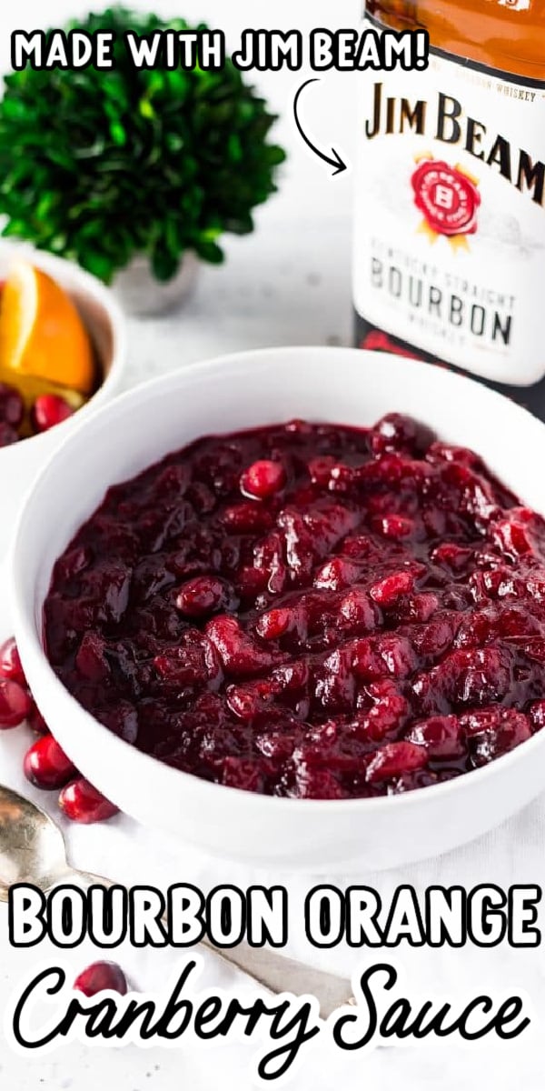 This Bourbon Orange Cranberry Sauce is loaded with tart and zesty flavor! Made with fresh cranberries, orange juice, orange zest, and bourbon, this easy recipe is ready in less than 30 minutes. via @sugarandsoulco