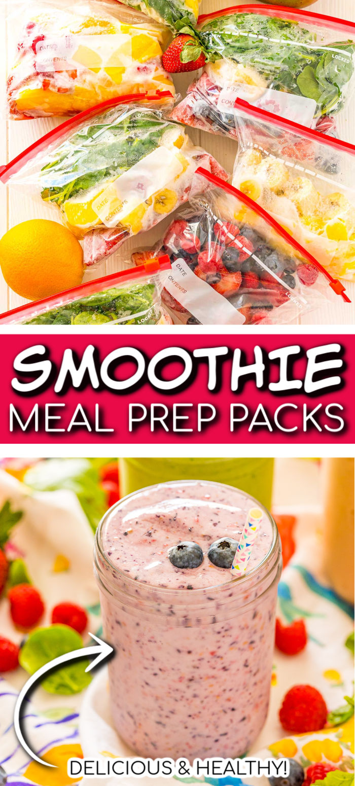   These Frozen Smoothie Packs are such an easy way to meal prep breakfast for the week! Smoothie prep has never been easier and there are so many flavor options! via @sugarandsoulco