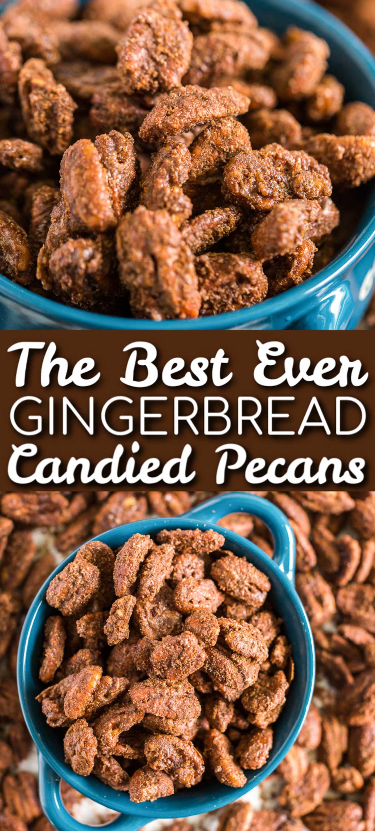 Gingerbread Candied Pecans can add holiday spice to salads, pies, or nut mixes. Package them in a jar and tie with a ribbon, you have a perfect DIY hostess gift!  via @sugarandsoulco