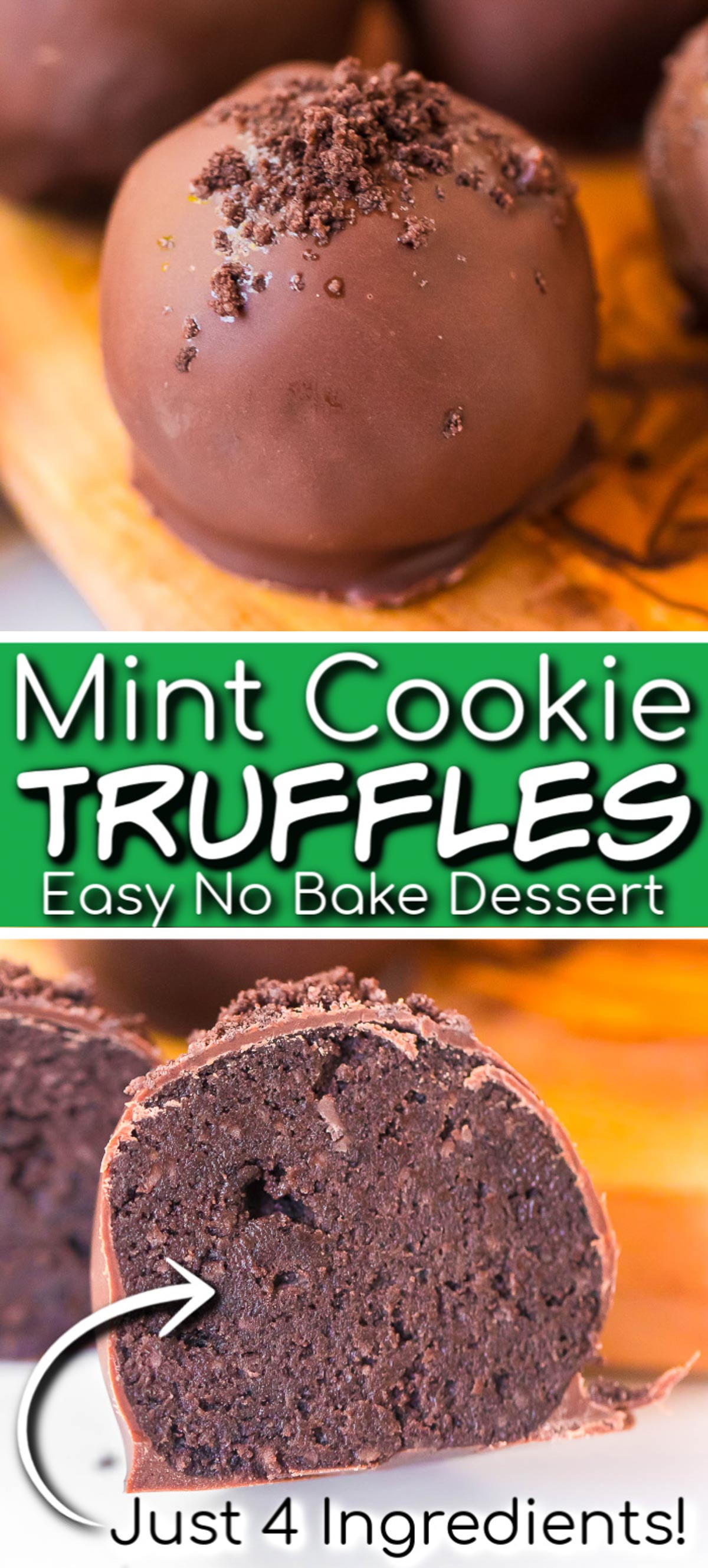 Mint Cookie Truffles are the perfect 4-ingredient treat! A blend of thin mint cookies and cream cheese makes a delicious filling that's coated in melted Andes Mint candies! via @sugarandsoulco