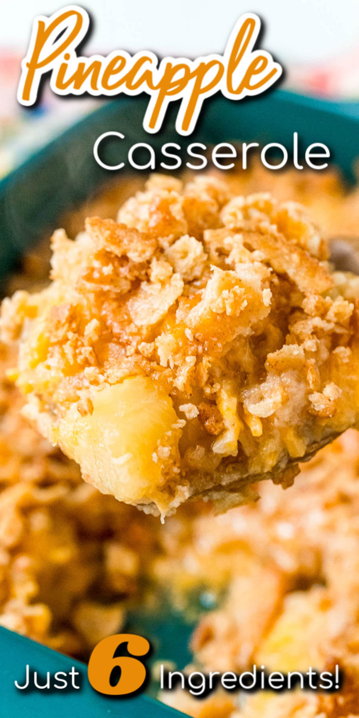 Pineapple Casserole is a salty-sweet side dish that's popular in the South and always a hit at pot lucks. It's made with pineapple, cheddar cheese, salty crackers, and a few other ingredients and takes just 5 minutes to prepare! via @sugarandsoulco