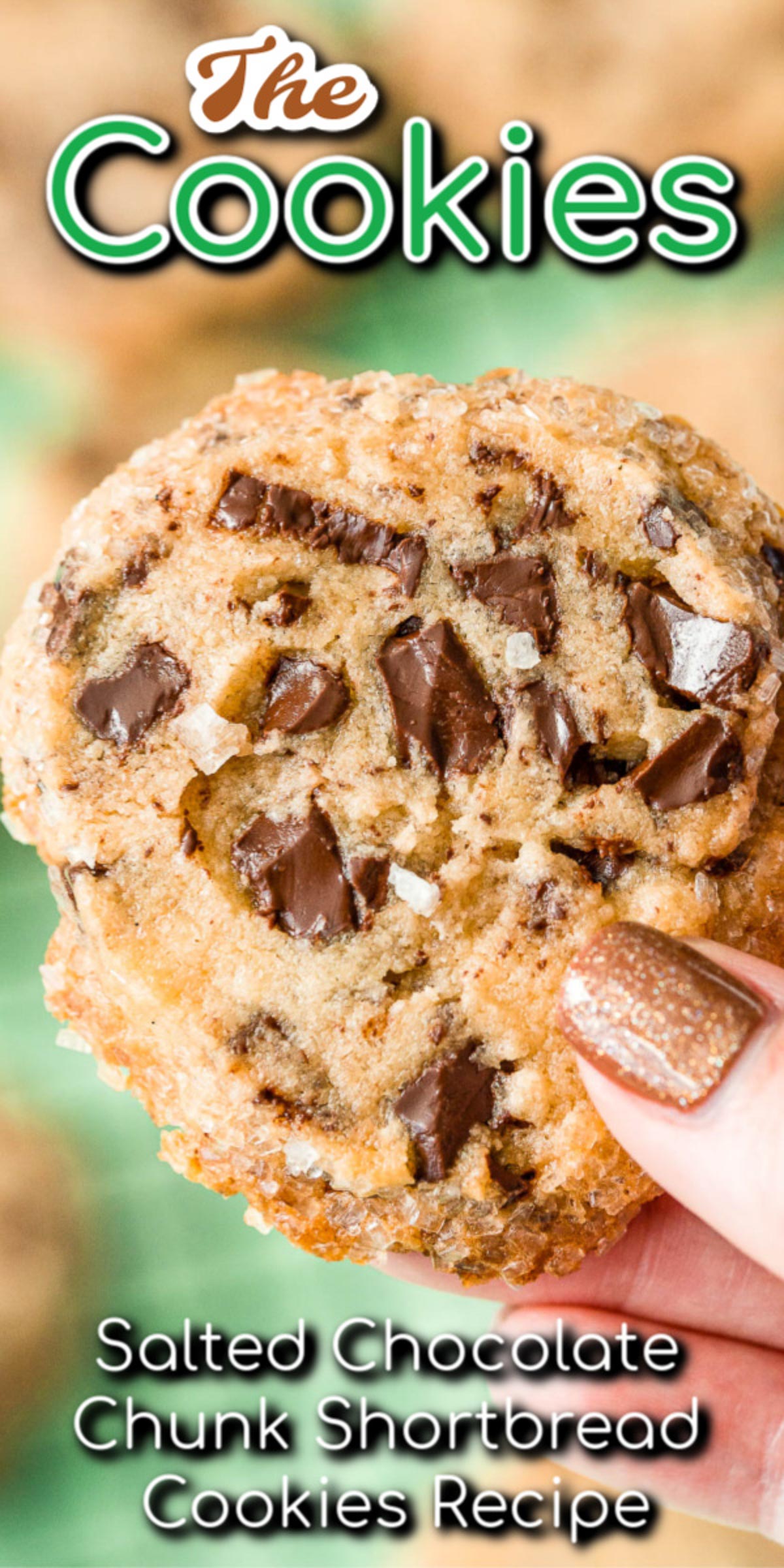 Salted Chocolate Chunk Shortbread Cookies took the internet by storm with their delicious sugar crust and crisp texture laced with chocolate and sprinkled with flaky sea salt! via @sugarandsoulco