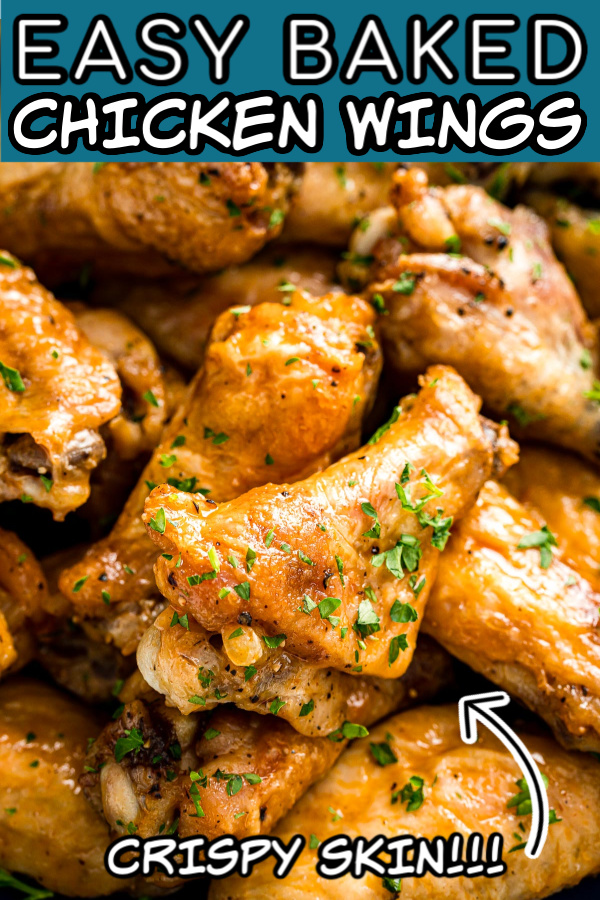 Baked Chicken Wings are seasoned with oil, salt, and pepper and baked with a simple method that yields crispy results without the hassle of deep-frying! These Crispy Baked Wings are delicious! You can toss them in my Hot Honey Lemon Pepper sauce, homemade Buffalo Sauce, or your favorite sauce! This delicious appetizer recipe takes very little prep time, is inexpensive to make, and is a definite crowd pleaser!  via @sugarandsoulco
