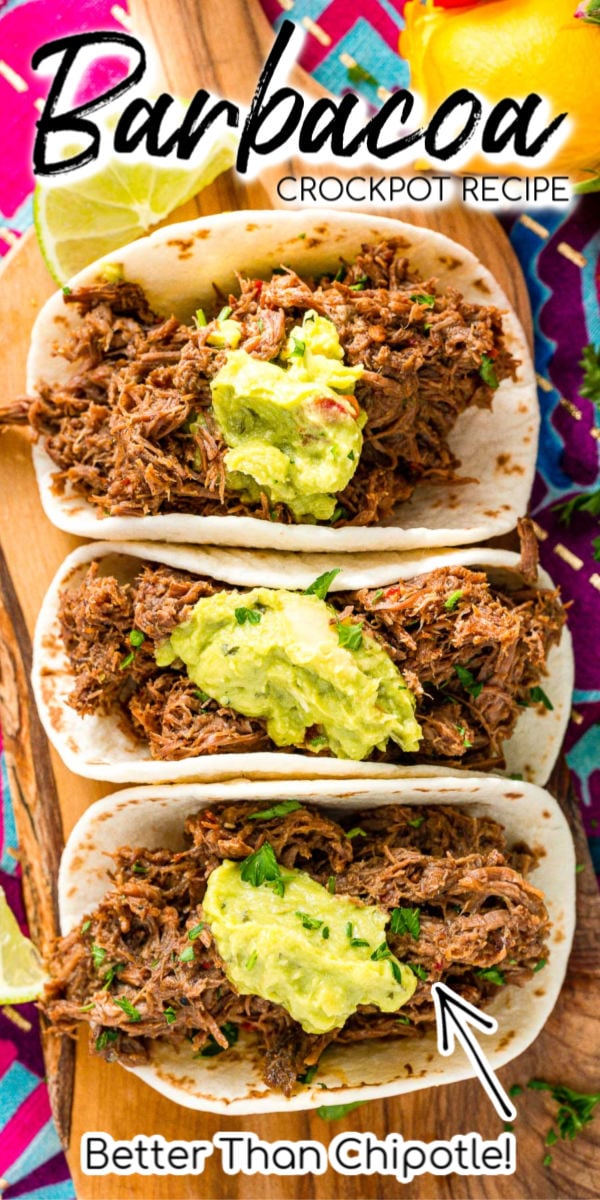 Barbacoa Beef Recipe is a delicious and easy slow cooker dish made with chipotle peppers, adobo sauce, brown sugar, garlic, cumin, cloves, and limes for a spicy crowd favorite! via @sugarandsoulco