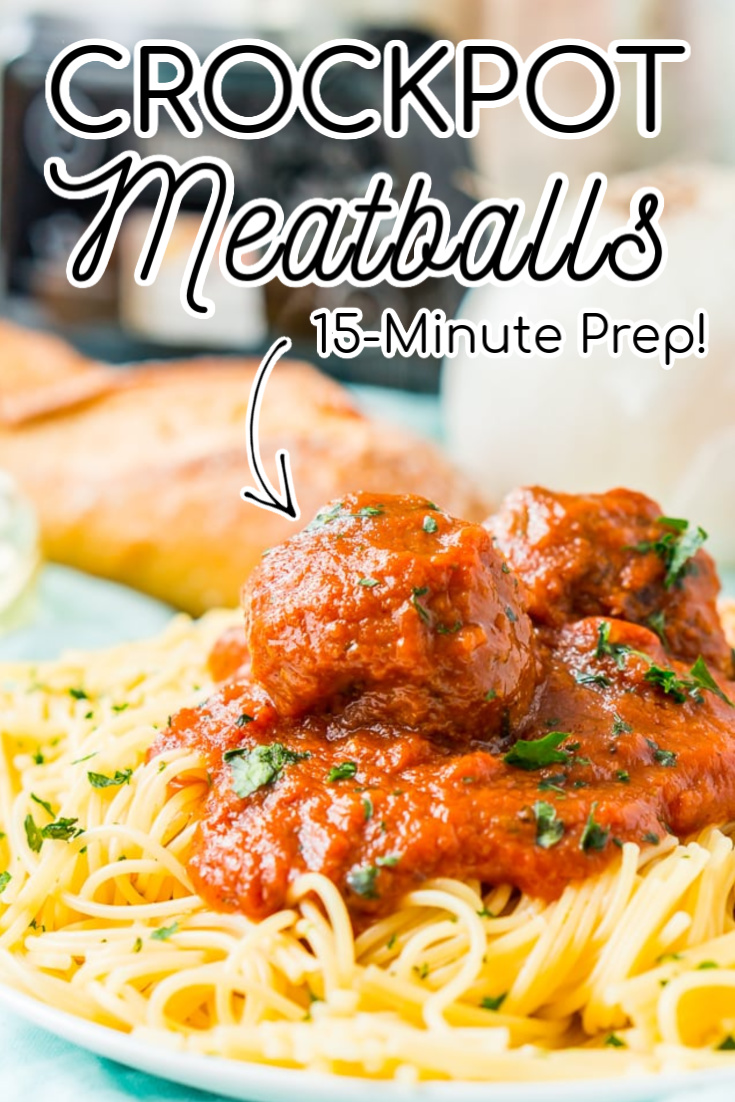 These Crockpot Meatballs are the ultimate slow-cooked dinner. Enjoy homemade Italian Meatballs in a rich tomato sauce with just a 15-minute prep! Serve them over spaghetti or Spaghetti Squash for everyone’s favorite Spaghetti and Meatballs or add them to a toasted sub roll! via @sugarandsoulco