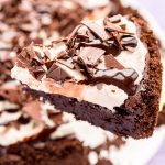 A slice of Mississippi Mud Pie being served.