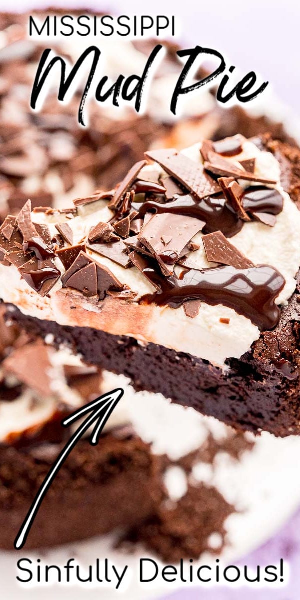 This Mississippi Mud Pie is a rich and indulgent dessert made with flourless chocolate filling topped with whipped cream in a buttery chocolate graham cracker crust - lord have mercy on our waistlines. via @sugarandsoulco
