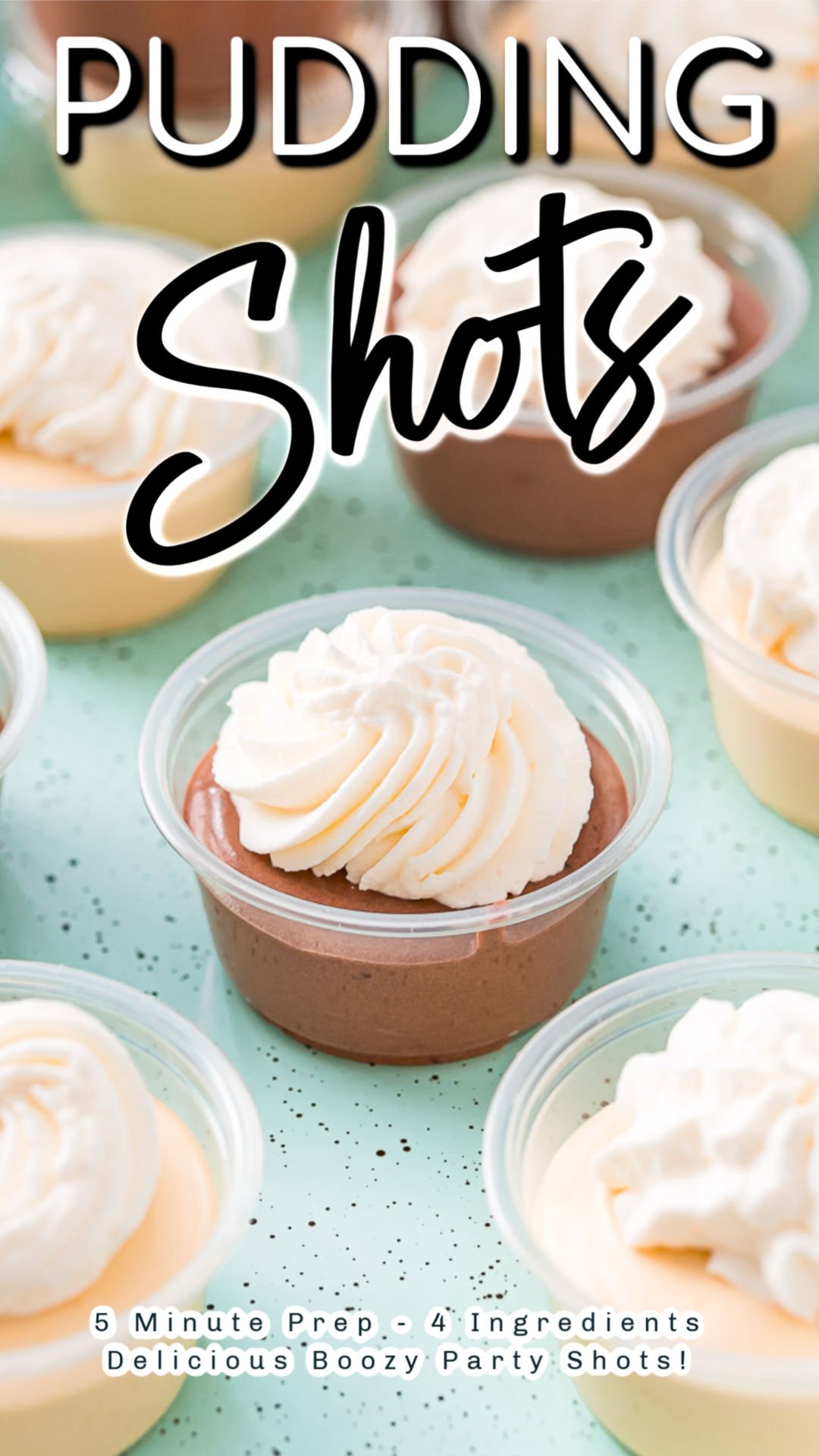 Pudding Shots are the drink/dessert combo you need for your next adult get-together! Requiring only 5 minutes of prep and 4 ingredients, you can make these with your choice of instant pudding and booze flavors.  via @sugarandsoulco