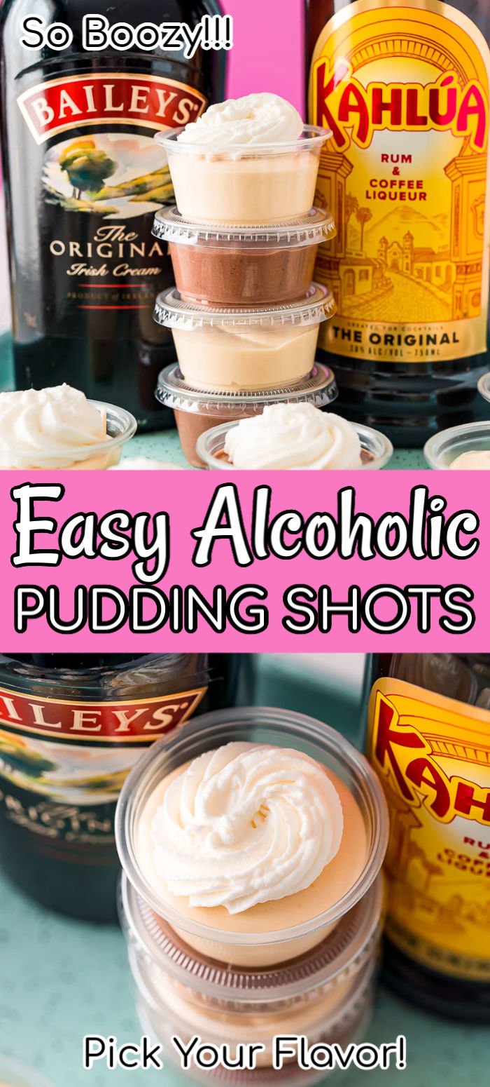 Pudding Shots are the drink/dessert combo you need for your next adult get-together! Requiring only 5 minutes of prep and 4 ingredients, you can make these with your choice of instant pudding and booze flavors.  via @sugarandsoulco