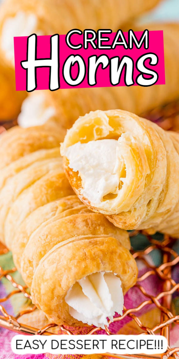 This easy Cream Horns recipe is made with puff pastry that's wrapped and baked until golden a flaky and filled with a sweet and fluffy cream filling!  via @sugarandsoulco