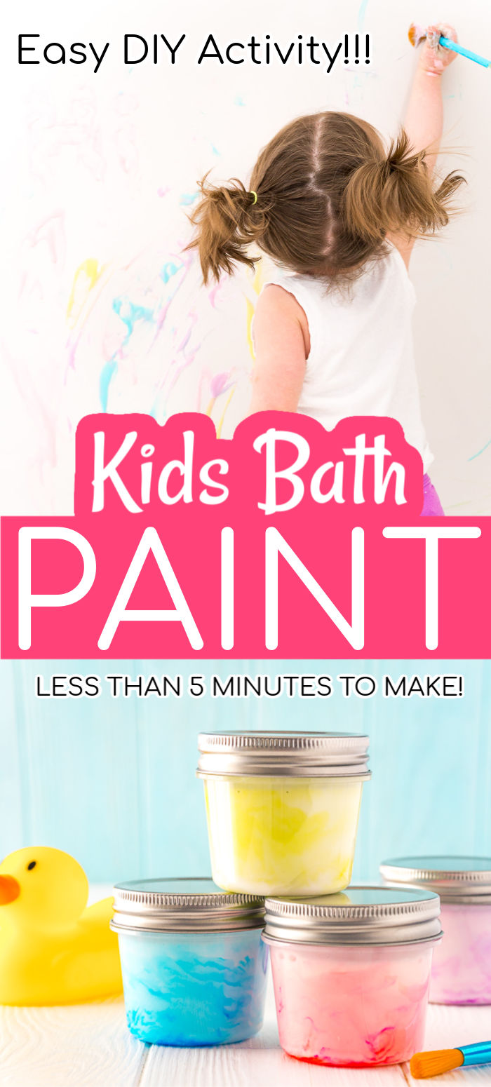 If you're looking for an easy, cheap, and fun activity for the kiddos, try making this DIY Bath Paint for Kids! It takes just 5 minutes to make with three ingredients you probably already have on hand! via @sugarandsoulco