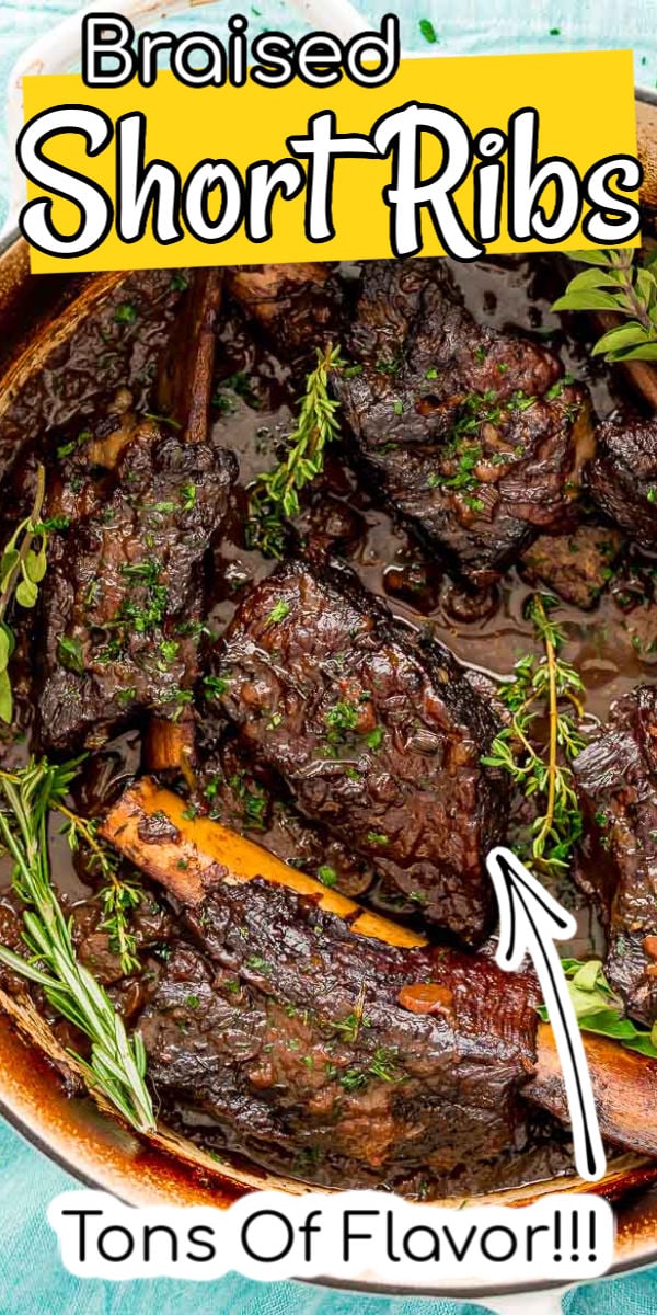 These Braised Beef Short Ribs are so tender and flavorful! There's nothing better than a rich and delicious beef dish that falls off the bone! Made in a Dutch oven, it is pure comfort food heaven! via @sugarandsoulco