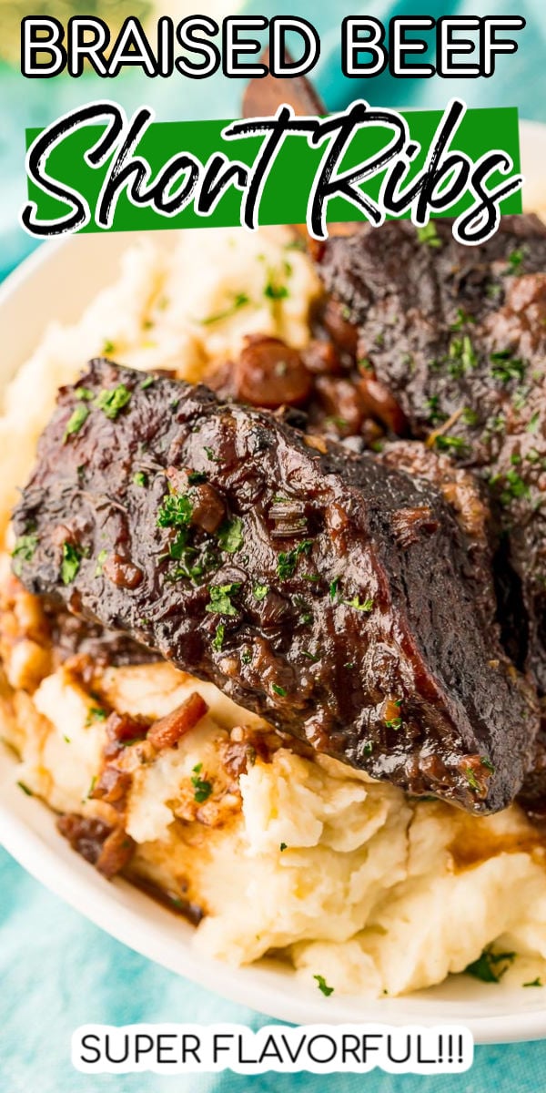 These Braised Beef Short Ribs are so tender and flavorful! There's nothing better than a rich and delicious beef dish that falls off the bone! Made in a Dutch oven, it is pure comfort food heaven! via @sugarandsoulco