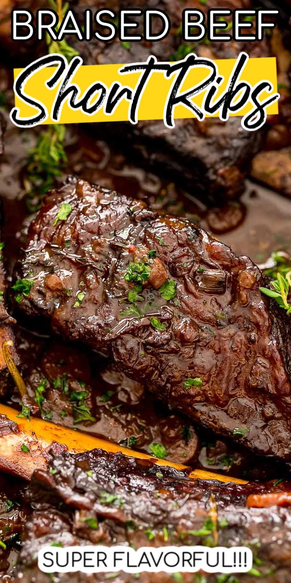 These Braised Beef Short Ribs are so tender and flavorful! There's nothing better than a rich and delicious beef dish that falls off the bone! Made in a Dutch oven, it is pure comfort food heaven! via @sugarandsoulco