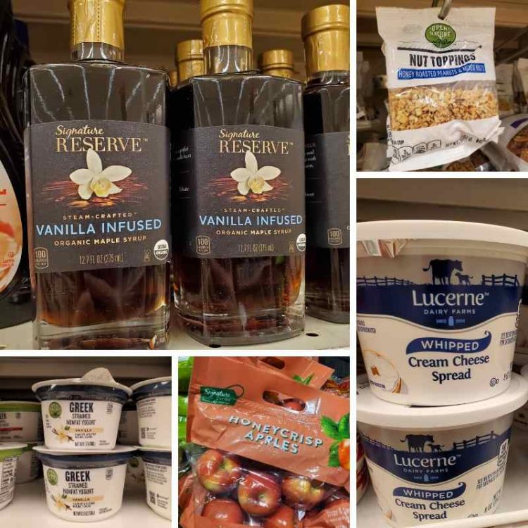 photo collage of ingredients on the shelf of Shaw's Supermarket.