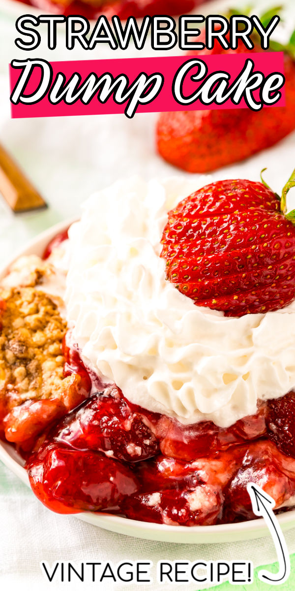 This Strawberry Dump Cake Recipe will be your new go-to summer dessert! It’s made with three main ingredients that are “dumped” into a pan and baked. The result is a cobbler-like dessert that tastes delicious with vanilla ice cream or whipped cream.  via @sugarandsoulco