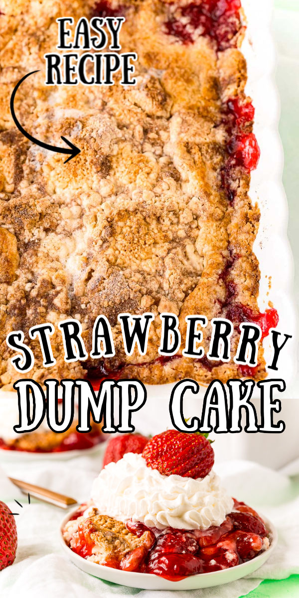 This Strawberry Dump Cake Recipe will be your new go-to summer dessert! It’s made with three main ingredients that are “dumped” into a pan and baked. The result is a cobbler-like dessert that tastes delicious with vanilla ice cream or whipped cream.  via @sugarandsoulco