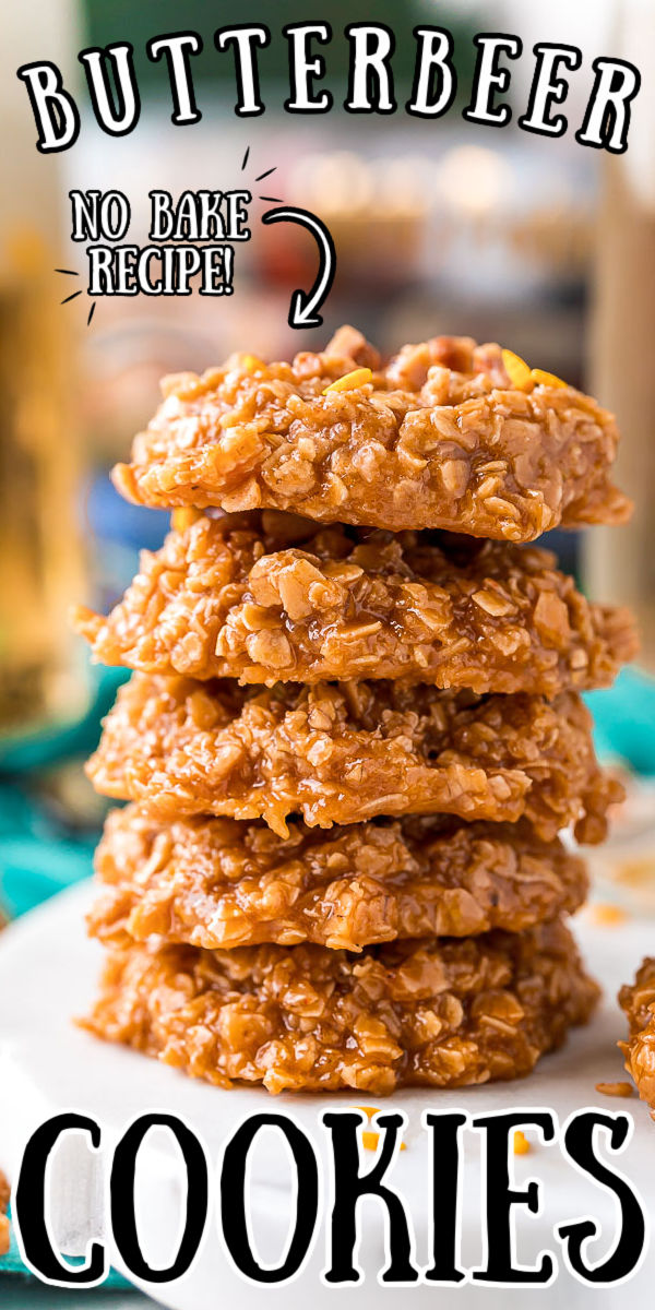 These Butterbeer No Bake Cookies are a simple and easy cookie recipe that's made with oatmeal, cream soda, pudding, sugar, and more! Harry Potter fans will love the mix of butterscotch, vanilla, and toffee flavors! via @sugarandsoulco