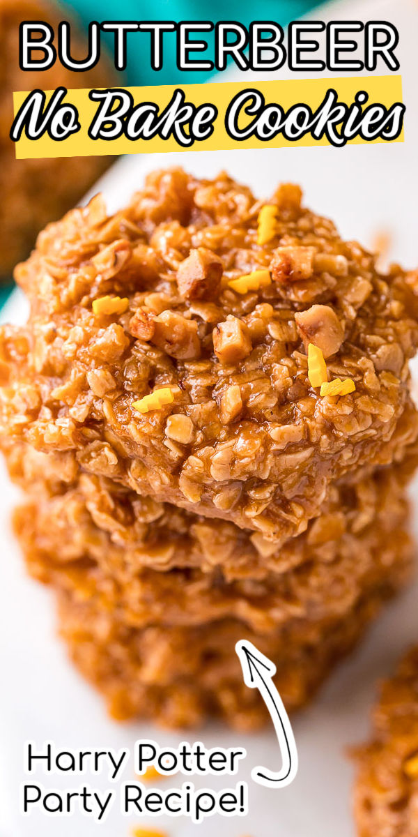 These Butterbeer No Bake Cookies are a simple and easy cookie recipe that's made with oatmeal, cream soda, pudding, sugar, and more! Harry Potter fans will love the mix of butterscotch, vanilla, and toffee flavors! via @sugarandsoulco