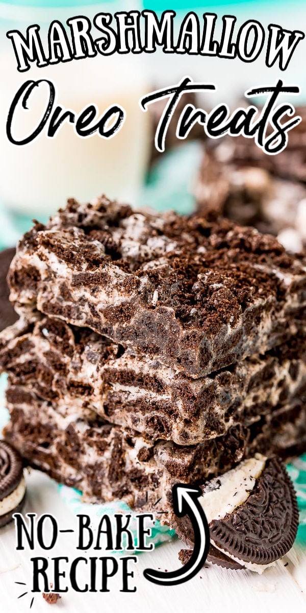 Super easy recipe - These Marshmallow Oreo Treats are a gooey, chocolaty, no-bake treat made with just 3-ingredients! This dessert has tons of sweet marshmallows and cookies 'n cream flavor! via @sugarandsoulco