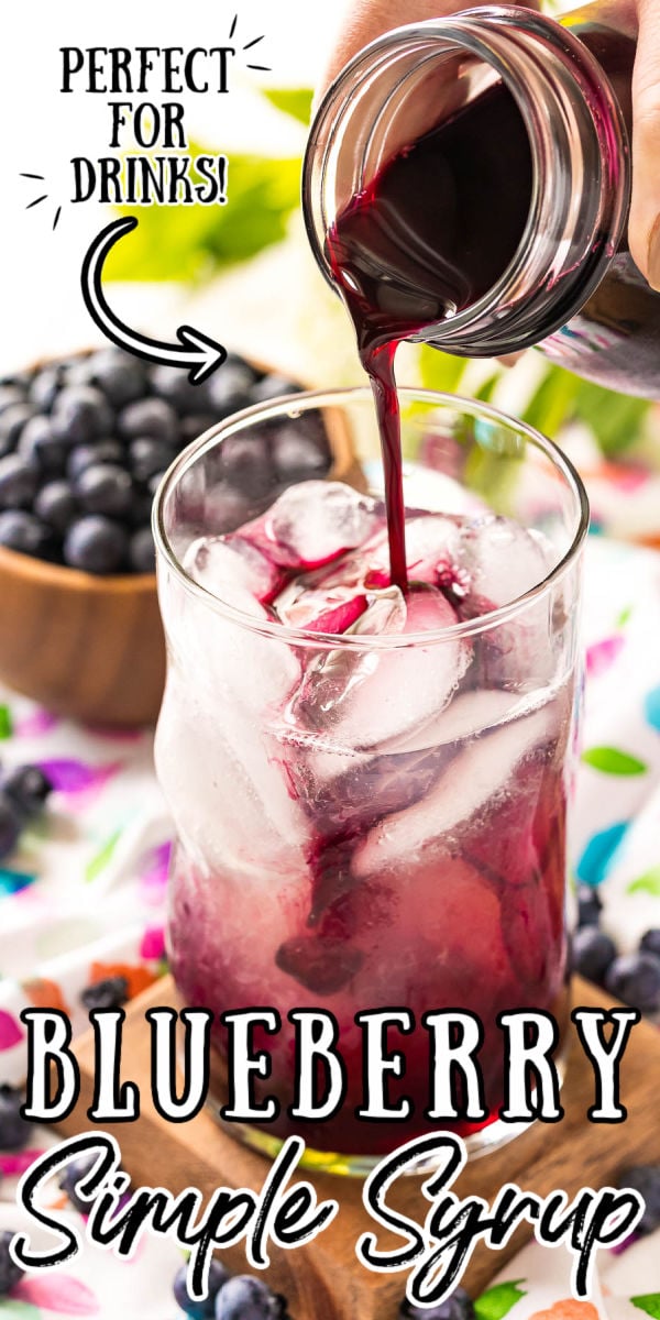 This Blueberry Simple Syrup Recipe is a tasty mix-in for your favorite drinks! Made with 3 ingredients — blueberries, sugar, and water — it’s the easiest way to flavor cocktails, lemonade, iced tea, and more!  via @sugarandsoulco