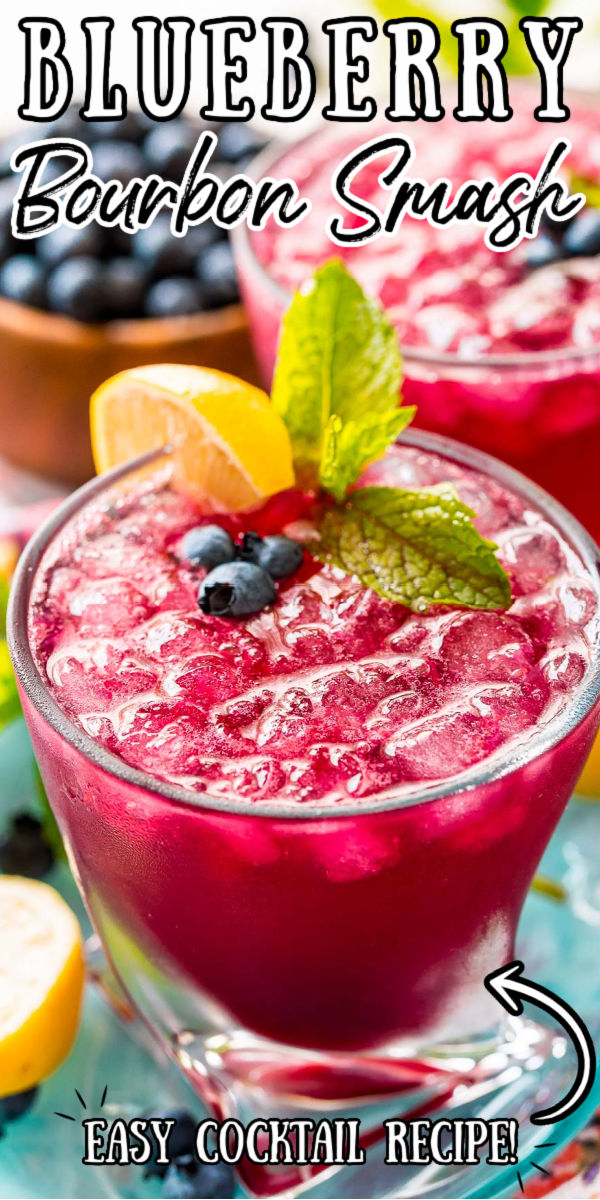 This Blueberry Whiskey Smash Cocktail is a delicious craft drink recipe for happy hour at home! It’s made with muddled lemon and mint, blueberry simple syrup, bourbon whiskey, a splash of club soda, and served over ice.  via @sugarandsoulco