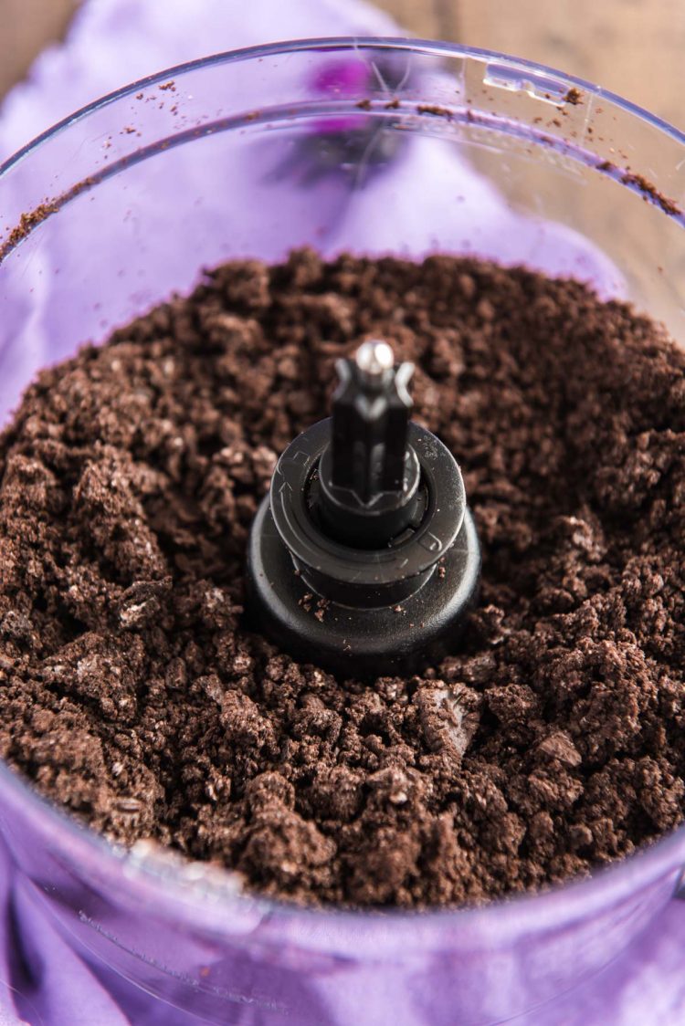 Oreos crushed in a food processor.