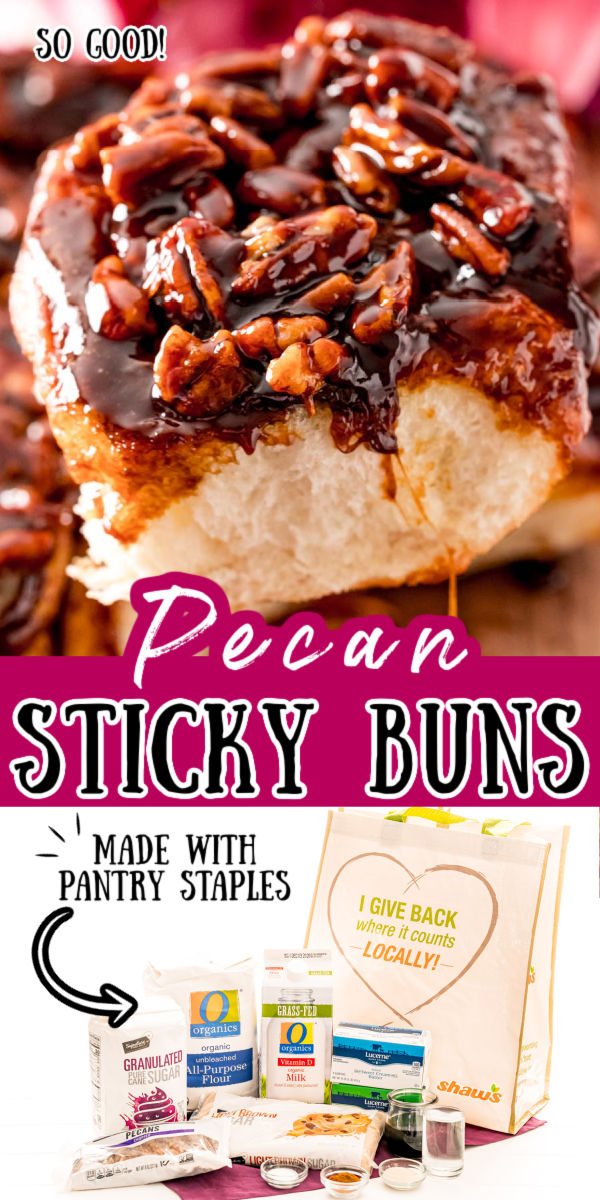 These Pecan Sticky Buns are an easy, classic, and cozy breakfast or dessert treat that’s gooey, sweet, and super delicious!

The simple dough has a filling of butter, cinnamon, nutmeg, and brown sugar and then is baked on top of a sticky molasses, butter, sugar, and pecan topping! via @sugarandsoulco