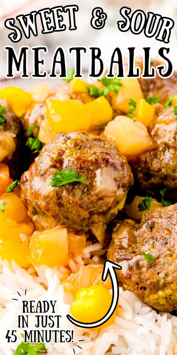 Easy and flavorful Sweet and Sour Meatballs Recipe are drenched in a tangy sauce of brown sugar, pineapple, soy sauce, vinegar, and yellow peppers. 

This recipe is ready in less than 45 minutes with only about 15 minutes of prep time and it’s bound to be a recipe your family loves! They also make a great appetizer! via @sugarandsoulco