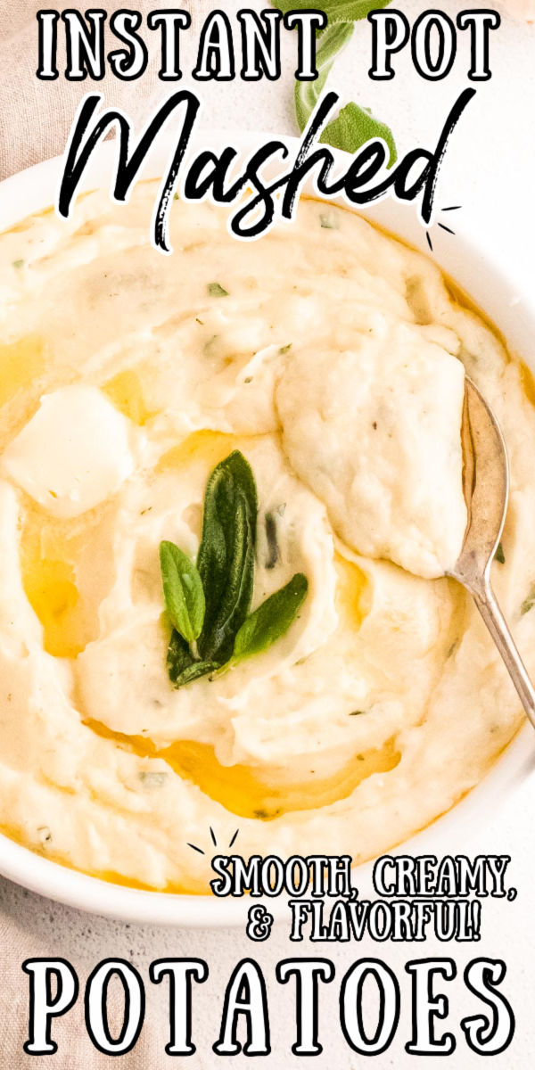 Garlic & Sage Instant Pot Mashed Potatoes are the easiest way to make everyone’s favorite side dish! Made with fresh garlic and sage, sour cream, parmesan, and more, they’re creamy, delicious, and made in half the time. via @sugarandsoulco