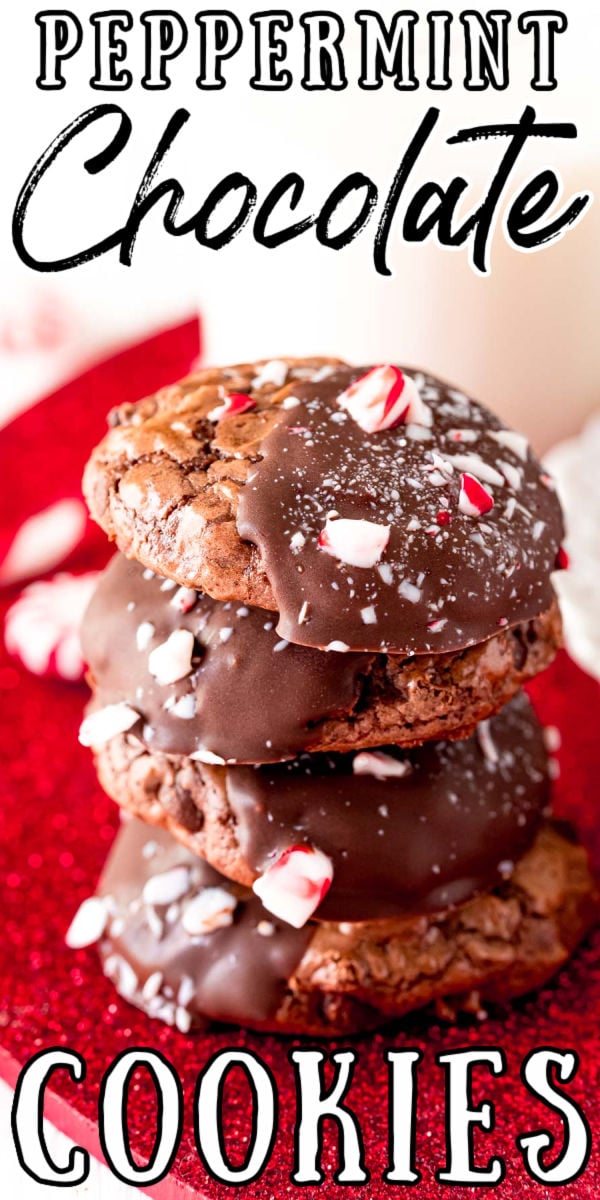 Peppermint Brownie Cookies start with a doctored brownie mix that makes them perfectly fudgy, chewy, and chocolatey! This easy cookie recipe requires zero chilling and after baking you dip them in melted Andes mints and top with crushed candy canes! via @sugarandsoulco