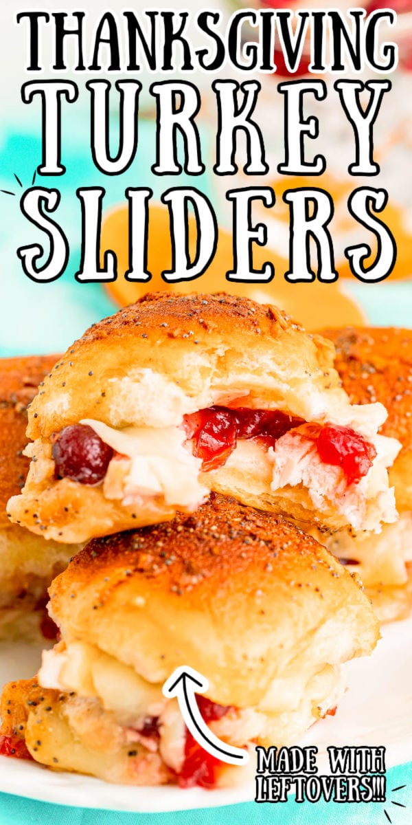 Leftover Thanksgiving Turkey Sliders are like the holidays on a bun! Sweet Hawaiian rolls are brushed with a sweet and savory glaze, filled with turkey, cranberry sauce, and cheddar cheese, then warmed in the oven.  via @sugarandsoulco