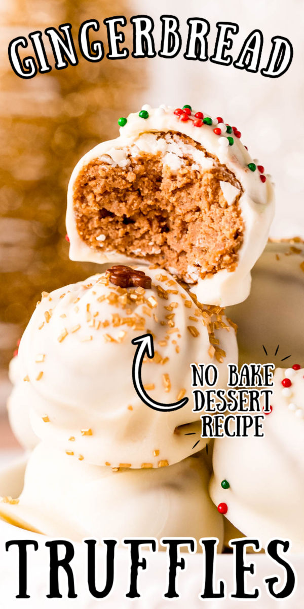 Gingerbread Balls are everything you love about the classic holiday cookie in truffle form! The filling is made with spicy gingersnaps, creamy cookie butter, sugar, and spices and then dipped in decadent white chocolate! via @sugarandsoulco