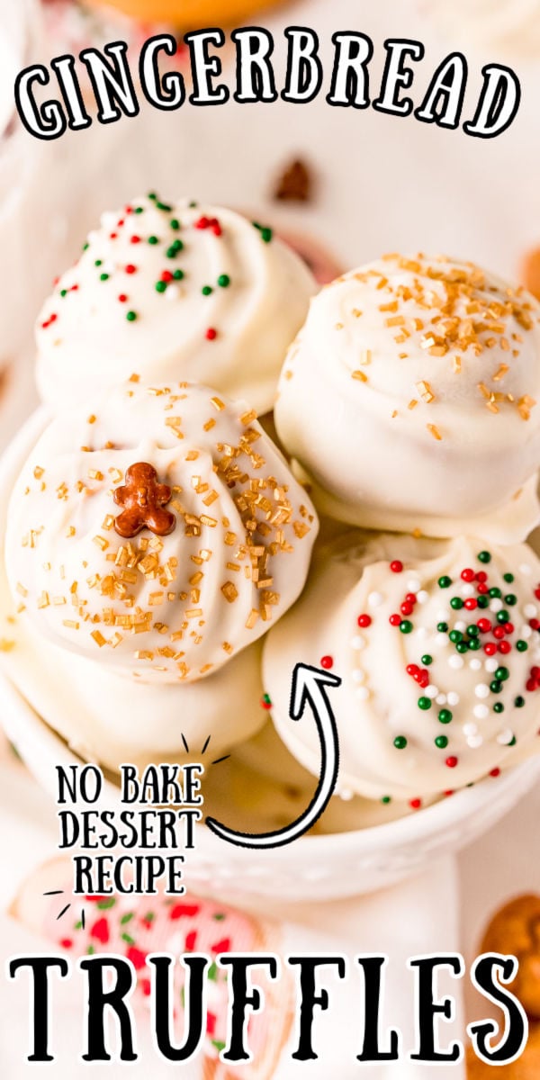 Gingerbread Balls are everything you love about the classic holiday cookie in truffle form! The filling is made with spicy gingersnaps, creamy cookie butter, sugar, and spices and then dipped in decadent white chocolate! via @sugarandsoulco