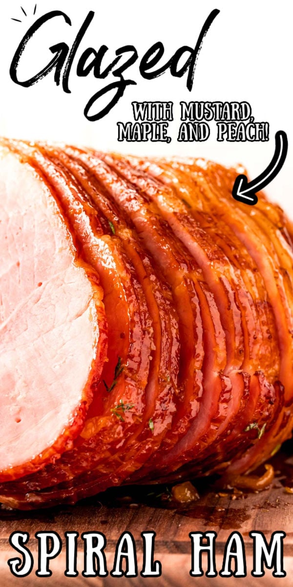 This Maple Peach Glazed Spiral Ham is so easy to prepare with just 10 minutes of prep and five ingredients. Maple syrup, mustard, peach preserves, and thyme take this favorite holiday ham recipe to the next level!  via @sugarandsoulco