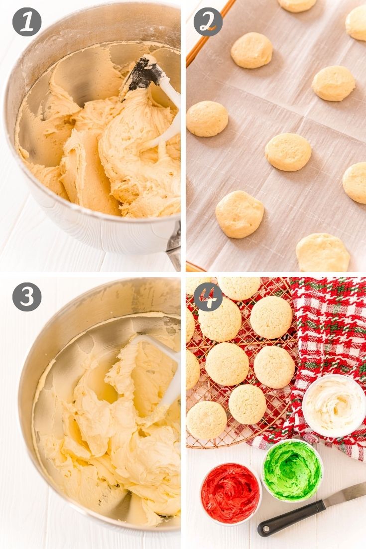 Step-by-step photo collage showing how to make sugar cookies.