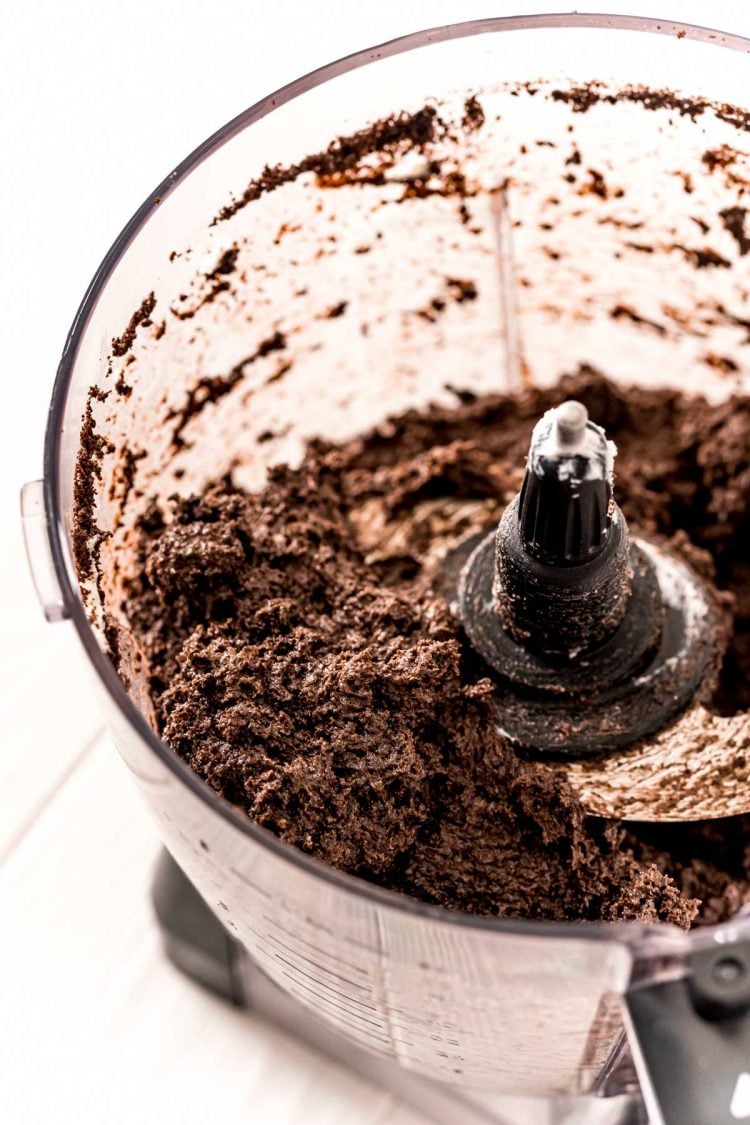 chocolate truffle mixture in a food processor.