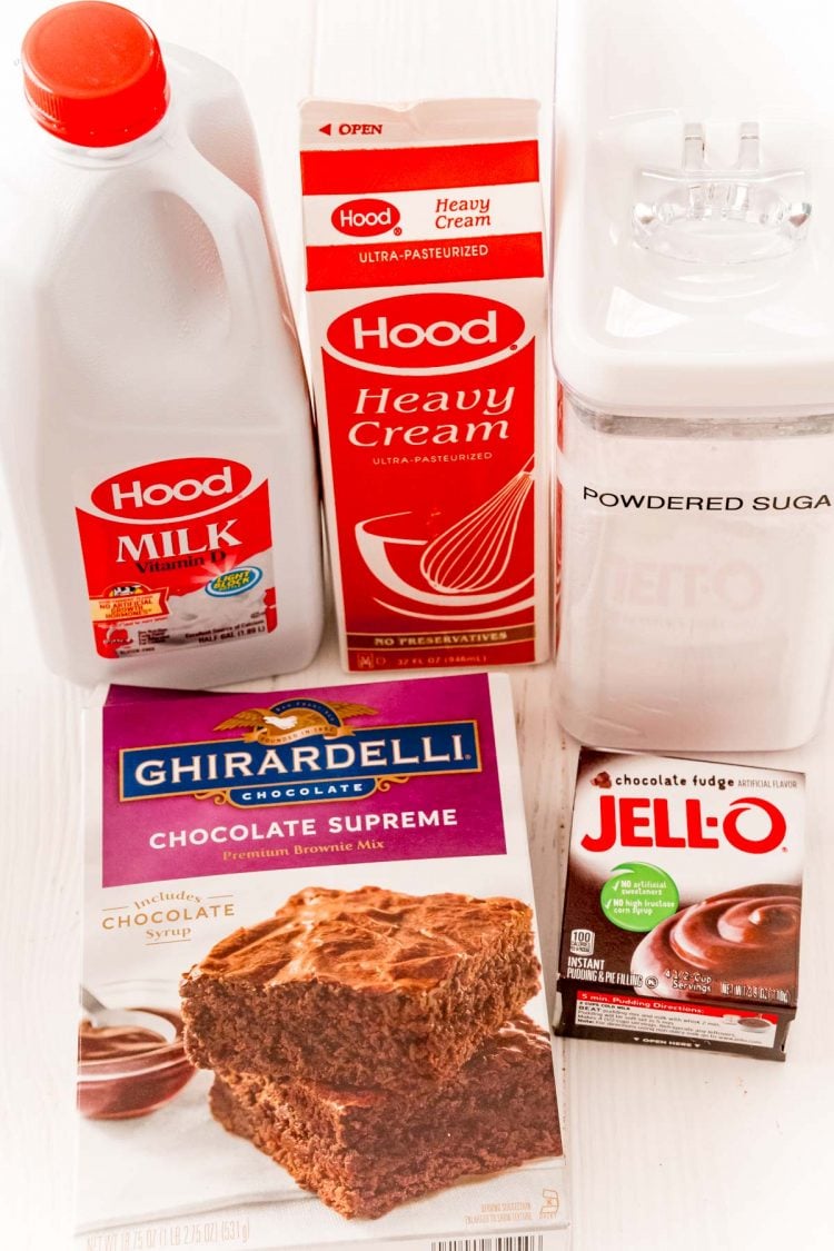 Ingredients to make brownie batter dip.