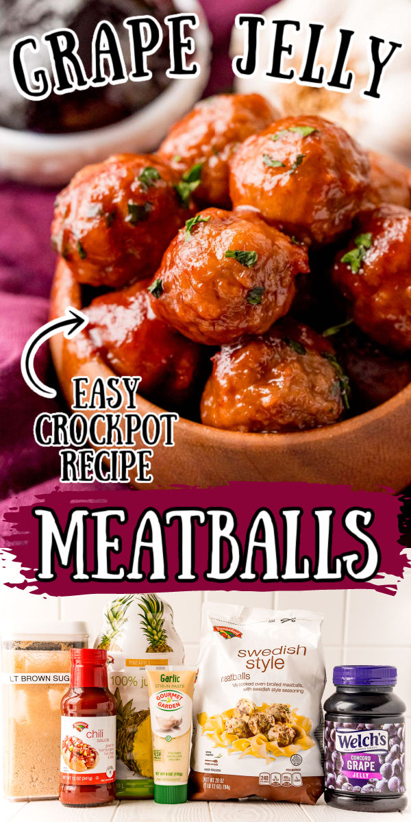 Grape Jelly Meatballs are a quick and easy recipe that takes just 5 minutes of preparation and then your crockpot takes it to the finish line! This appetizer is sweet, tangy, and filling and you can always count on it being one the whole family loves!  via @sugarandsoulco