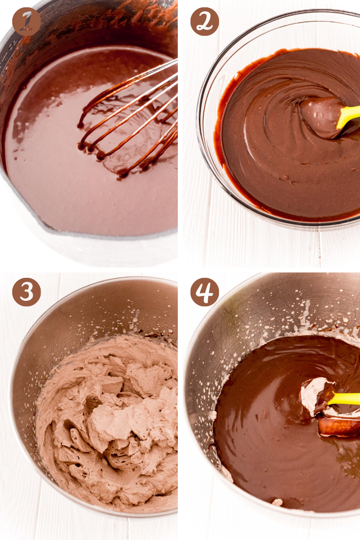 step-by-step photo collage showing how to make brownie batter dip.