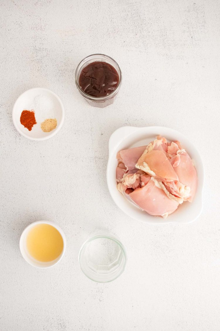 Ingredients to make Instant Pot BBQ chicken.