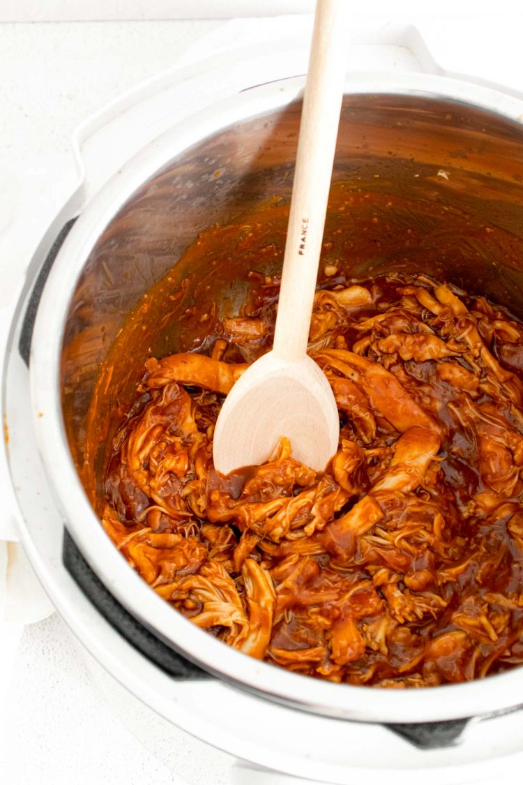 Shredded BBQ chicken in the instant pot.