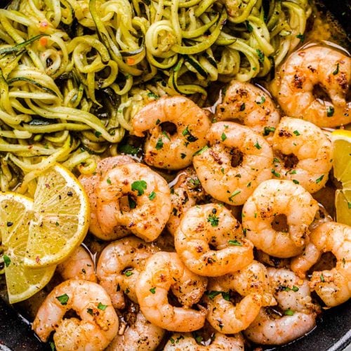 Garlic Butter Shrimp With Zucchini Noodles | Sugar and Soul