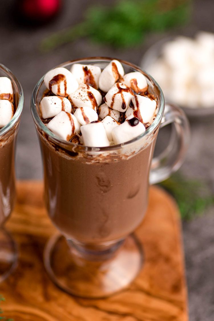 Close up photo of a mug of Mexican Hot Chocolate.