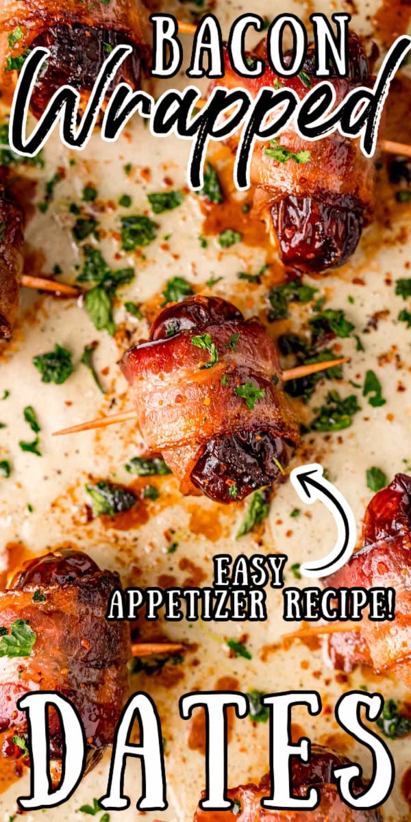 Bacon Wrapped Dates are stuffed with feta cheese and pecan pieces hugged in slices of bacon and then coated with maple syrup! This irresistibly sweet yet salty appetizer is a must-have for any occasion! via @sugarandsoulco