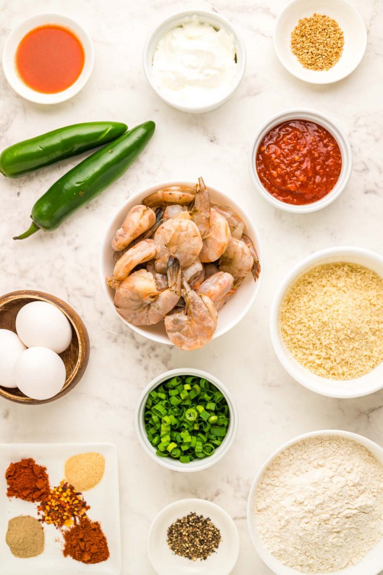 Ingredients to make crispy air fryer shrimp.