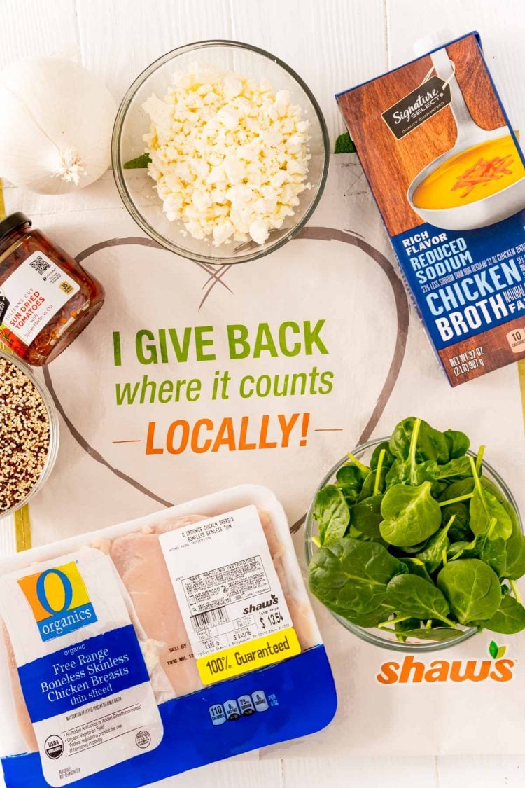 Overhead photo of ingredients used to make Greek Chicken.