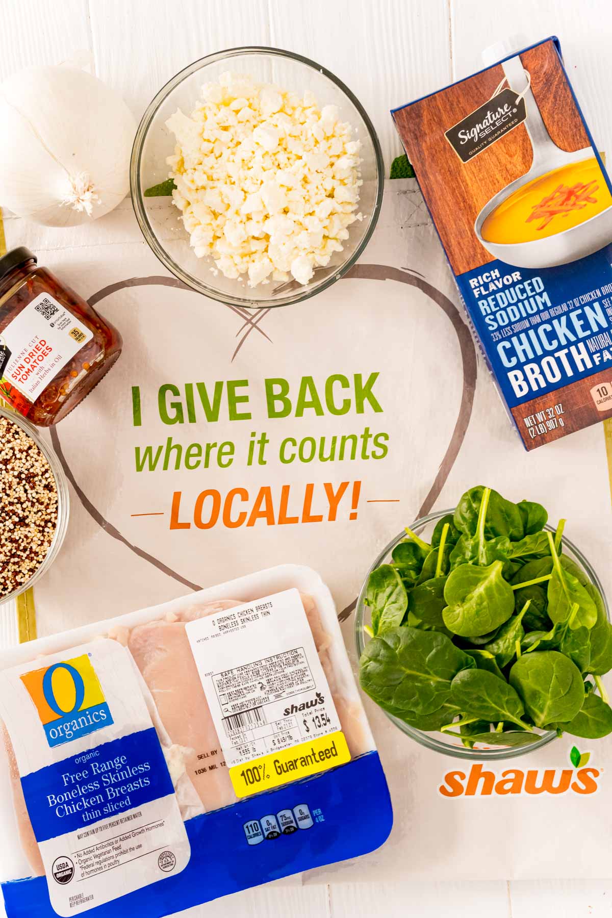 Overhead photo of ingredients used to make Greek Chicken.